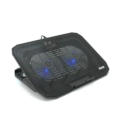 Підставка для ноутбука IceCoorel N106, 10-18", 2*125mm 1400±10% RPM, корпус пластик+алюміній, 2xUSB 2.0, 360x260x32 mm, Black, Box Q20 - фото 1