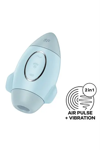 Вакуумний стимулятор клітора з вібрацією Satisfyer Mission Control блакитний - фото 5
