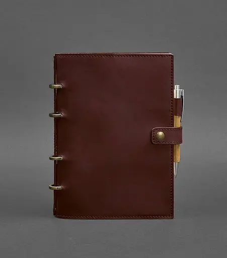 Шкіряний блокнот з датованим блоком (Софт-бук) 9.1 бордовий Crazy Horse - фото 1