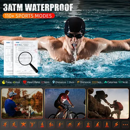 Чоловічі військові смарт-години EIGIIS KE5 зі світлодіодним фонариком компасом і барометром для Android iOS - фото 2