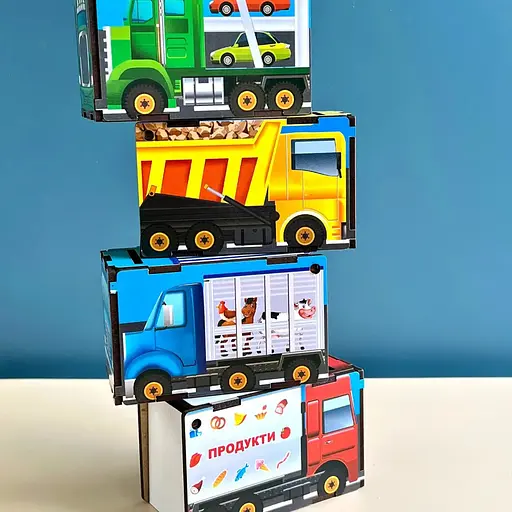 Настольная игра Ubumblebees Автопарк PSD082 сортер-комодик деревянная - фото 5