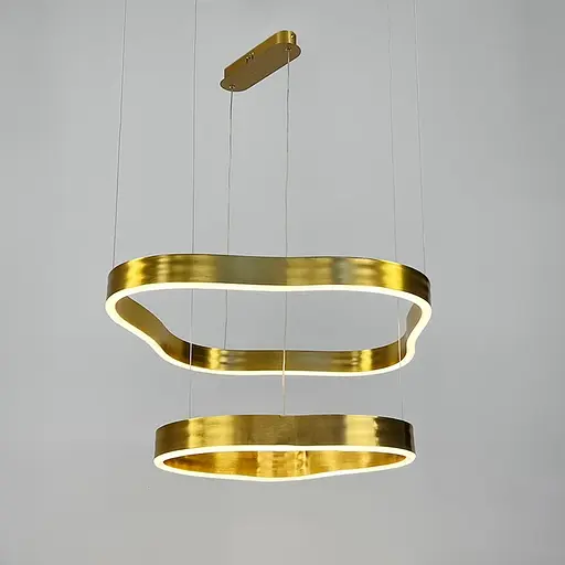 Незвичайна та ефектна люстра на 2 яруси 60+40 см у золотому корпусі | Арт. PCL004-600*400 PGD | Line F - фото 6