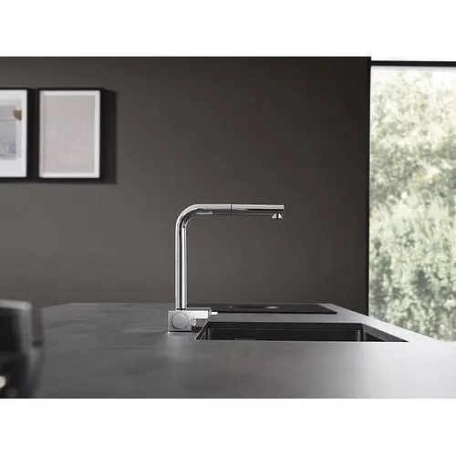 Смеситель для кухни Hansgrohe Aquno Select М81 250 2jet с выдвижным изливом Sbox 73830670 Black Matt Черный матовый - фото 2
