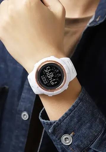 Спортивний наручний годинник Skmei 2070 (Білий з чорним циферблатом) - фото 4