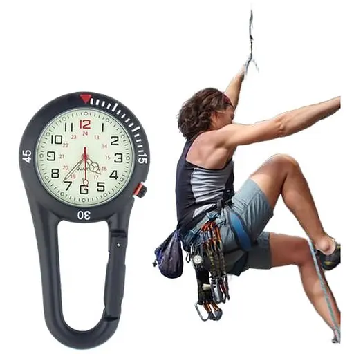 Відкритий світиться 24 годинний Fob Clip-on карабін кварцовий годинник рюкзак ремінь Hiking