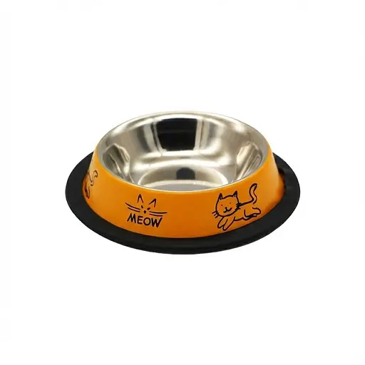 Миска для котів TatraPet із нержавіючої сталі з карбуванням помаранчева 250 мл 11 см 