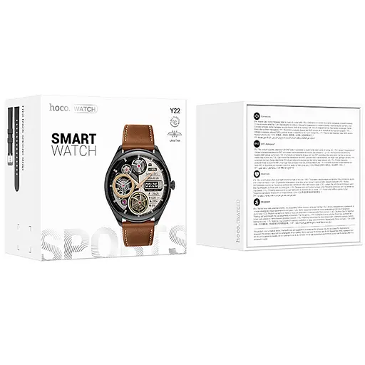 Смарт-годинник Hoco Smart Watch Y22 Amoled Smart sports watch (call version) Black - фото 2