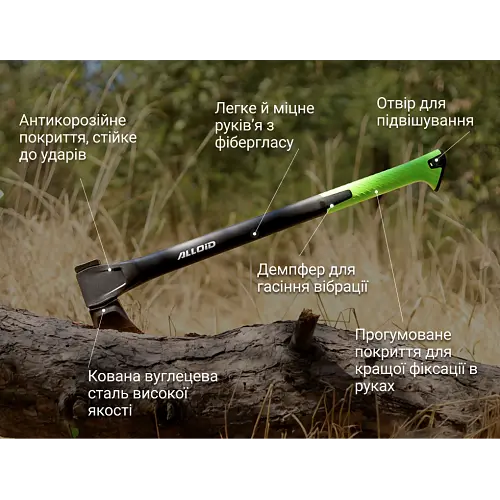 Топор Alloid ручка из фибергласа 1000 г 60 см (AX-2460) - фото 5
