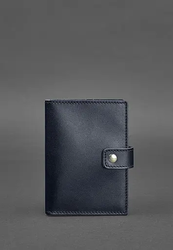 Кожаная обложка для паспорта 5.0 (с окошком) темно-синяя Краст - фото 2