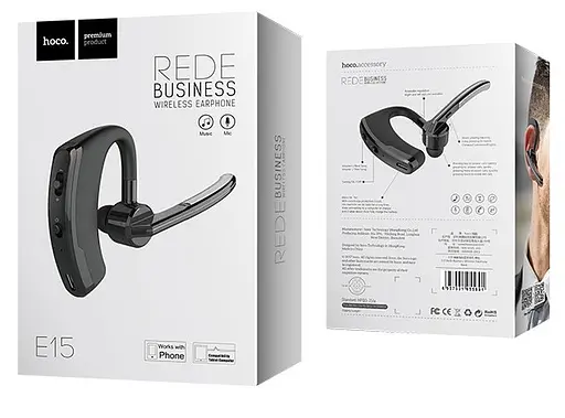 Бездротова Bluetooth-гарнітура Hoco E15 black - фото 8