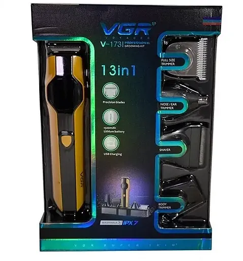 Стайлер триммер VGR V-173 13в1 з насадками (Жовтий) - фото 4