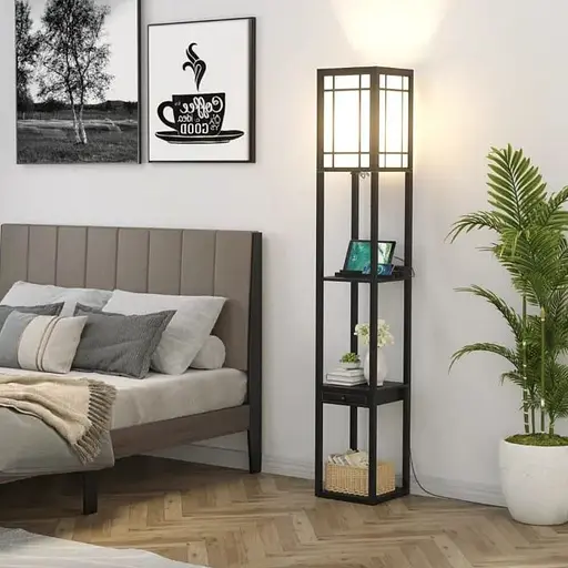 Підлогова лампа Costway Terra торшер 3 в 1 чорний - фото 3