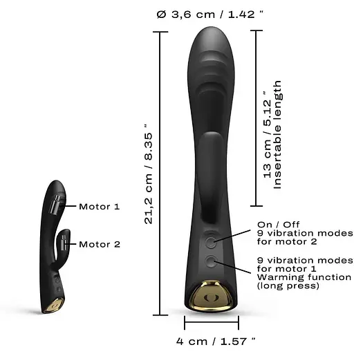 Вибратор-кролик с подогревом Dorcel Flexi Rabbit Black гибкий ствол - фото 6