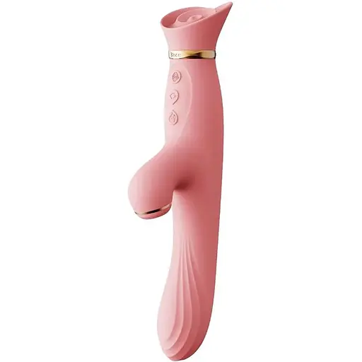 Вібратор з підігрівом та вакуумною стимуляцією клітора Zalo - ROSE Vibrator Strawberry Pink