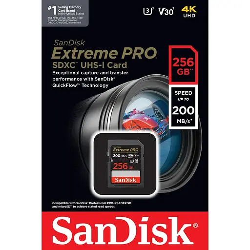 Карта памяти SanDisk 256 GB SDXC UHS-I U3 V30 Extreme PRO (SDSDXXD-256G-GN4IN) - фото 3
