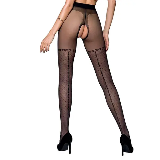 Колготки с открытым доступом имитация чулок Tiopen 014 black (20 den) - Passion 1/2 - фото 2