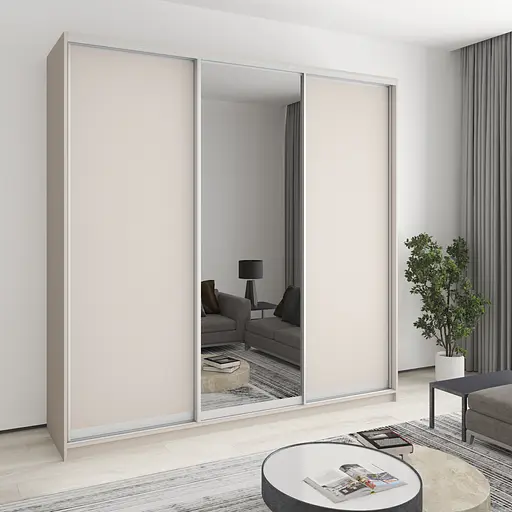 Шкаф-купе трехдверный MebelStar Уни AL 2ДСП/Зеркало 240x45x240 см Кашемир (MBS-1954)