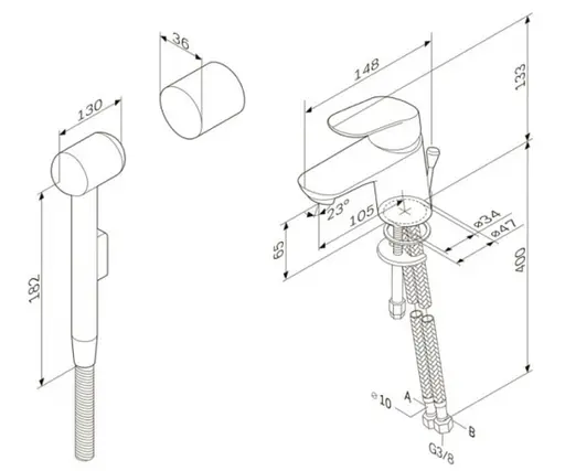 Змішувач з гігієнічною лійкою AM.PM Like F8003000, Хром - фото 2