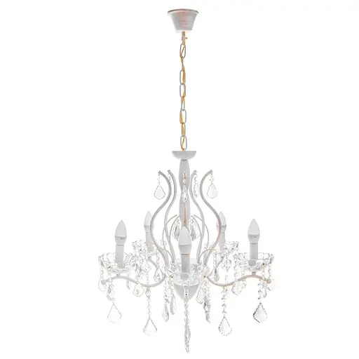 Люстра свеча Brille подвесная хрустальная в холле E14 40W WH (BCL-678S/5)