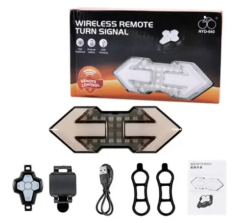 Задняя велофара с поворотниками HYD-040 (red+yellow) ЗУ micro USB + встроенный аккумулятор + пульт - фото 4