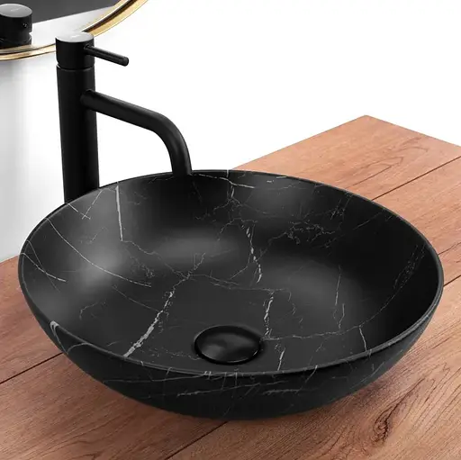 Умивальник Rea Fibo black matt накладний REA-U3301, Чорний матовий - фото 2