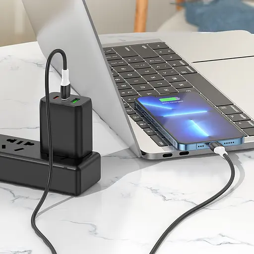 Дата кабель Borofone BX84 Rise Type-C to Lightning 20W (1m) Black - фото 4