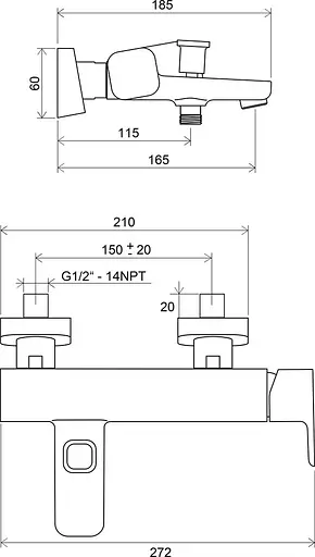 Смеситель для ванны Ravak 10° TD 022.00/150 X070065 Хром - фото 4