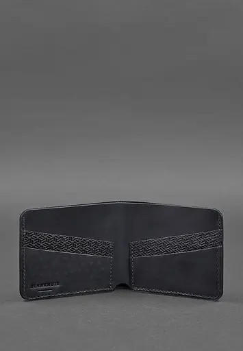 Мужской кожаный портмоне 4.1 (4 кармана) синий Карбон - фото 5