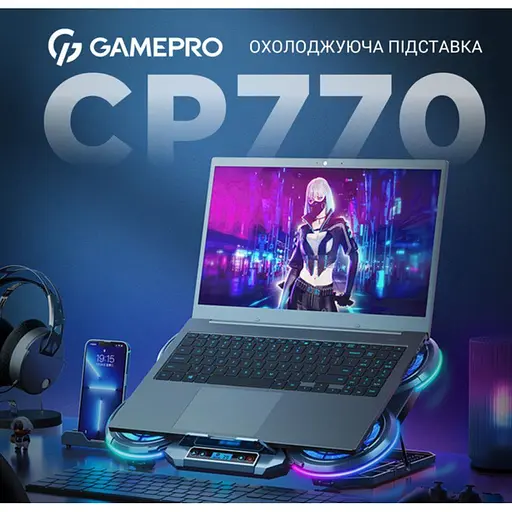 Охолоджувальна підставка для ноутбука до 18 дюймів GamePro GPCP-770 6xfans - фото 10