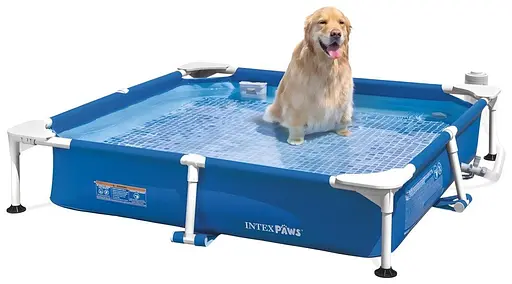 Басейн для домашніх тварин Intex 48402, 152 x 152 x 30.5 см з металевим каркасом скімером та диспенсером - фото 4