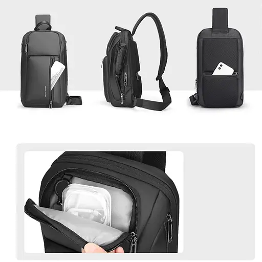 Рюкзак Mark Ryden с одной лямкой Brad MR7808 с карманом для планшета 11 дюймов Черный - фото 3