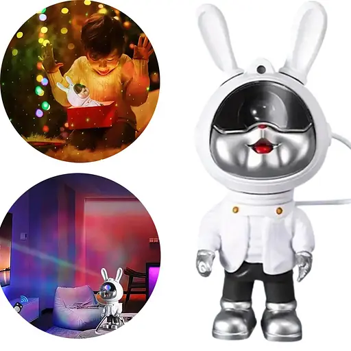 Ночник-проектор звездного неба GALAXY NIGHTLIGHT PROJECTOR Светильник Заяц-космонавт с пультом 8 режимов - фото 7