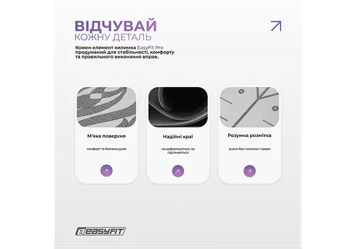 Коврик для йоги профессиональный EasyFit Pro каучук, 184 x 68 см, 5 мм серый (EF-1925-GY) - фото 4