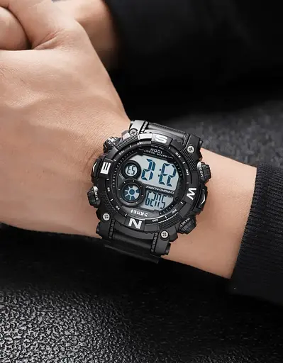 Чоловічий наручний кварцовий годинник Skmei 1887 (Чорний з білим циферблатом) - фото 4