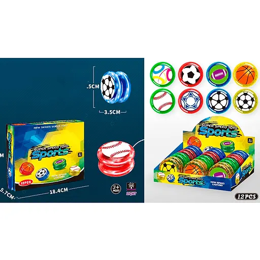 Йо-йо, 5.5 см, принт-спортивный мяч, свет, на батарейках, 19x17x6 см (В ассортименте) - фото 2