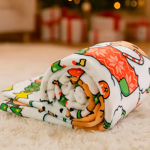 Плед Love You Капибарки и снеговики 150x200 см велсофт молочный с принтом (9118) - фото 2