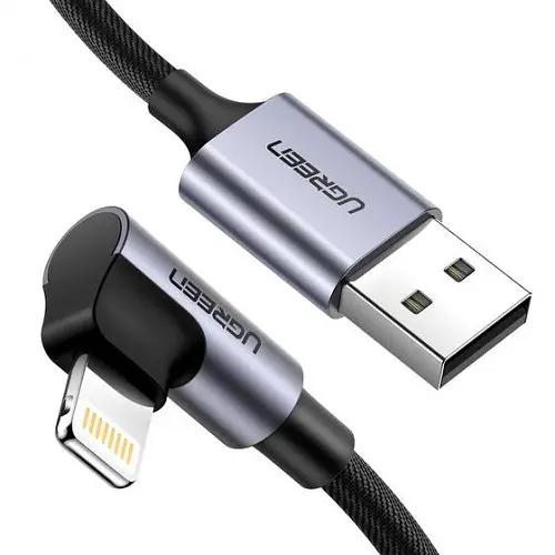 Кабель Ugreen US299 USB-A к Lightning Плетеный кабель с алюминиевой оболочкой M/M черный 1 м (60521) - фото 1