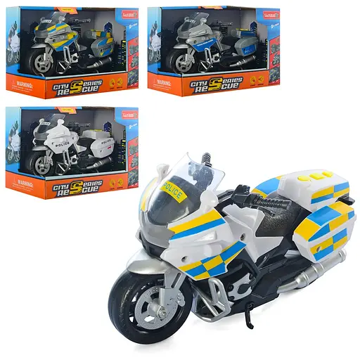 Мотоцикл 2020-3-3ABC 18см, звук, свет, 4 вида, бат(табл), в кор-ке, 21-14,5-11см (6903317383580) Микс - фото 1