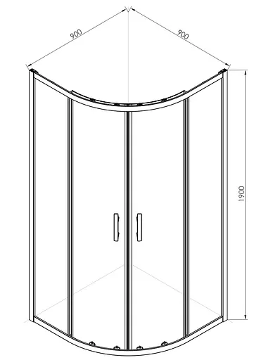 Душевая кабина угловая RJ 90x90 раздвижная прозрачное стекло 8 мм с покрытием Nano с ПВХ-подиумом, хром K9170-FBM-1004, прозрачный, хром - фото 2