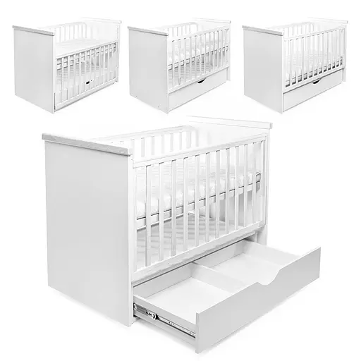 Кроватка Бук Облако DS-7011 с ящиком и опускным механизмом маятниковый белый - фото 4