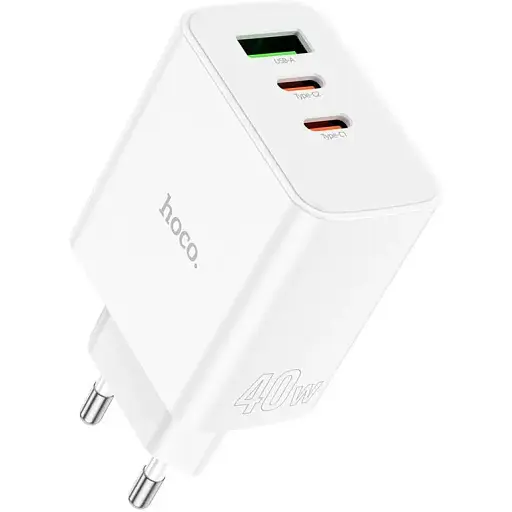 Зарядний адаптер блок живлення 3 порти 40 вт Hoco C126a Pure power 3-port 40w - фото 1