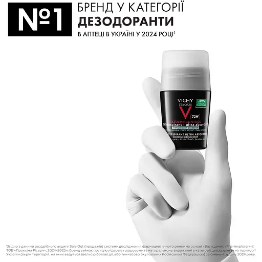 Дезодорант-антиперспірант для чоловіків Vichy Homme кульковий екстрасильної дії 50 мл (M6633420) - фото 4