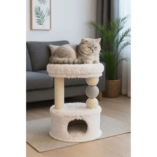 Дряпка-будиночок Trixie Harvey для котів джут/плюш біло-рожева 54х40х73 см [CD] - фото 7