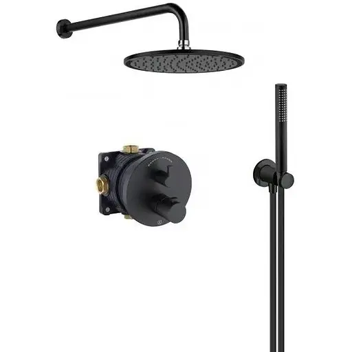 Душова система з термостатом Kludi Nova Fonte прихованого монтажу чорний матовий 208313915 - фото 1