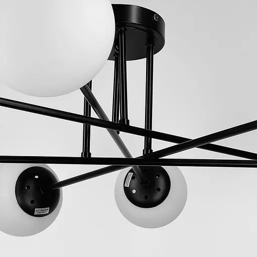 Люстра у чорному корпусі із 8-ма білими плафонами Ø 77 см | Line F | Арт. S7072/8 BK+WT - фото 3