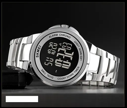 Чоловічий наручний годинник Skmei 1712 Сріблястий з чорним циферблатом - фото 4