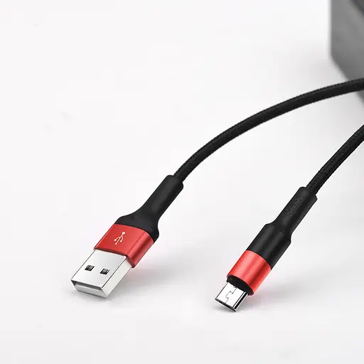 Кабель Hoco X26 USB to MicroUSB 1 м черный, красный - фото 1