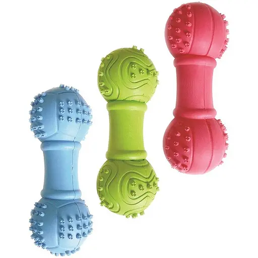 Игрушка для собак TatraPet Dental Gum гантелька резиновая 10 см в ассортименте - фото 2