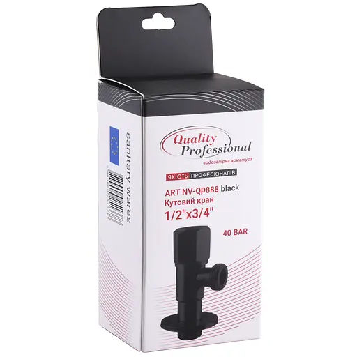 Кран кульовий кутовий Q Professional 1/2″X3/4″ NV-QP888 Black 000025137 - фото 4