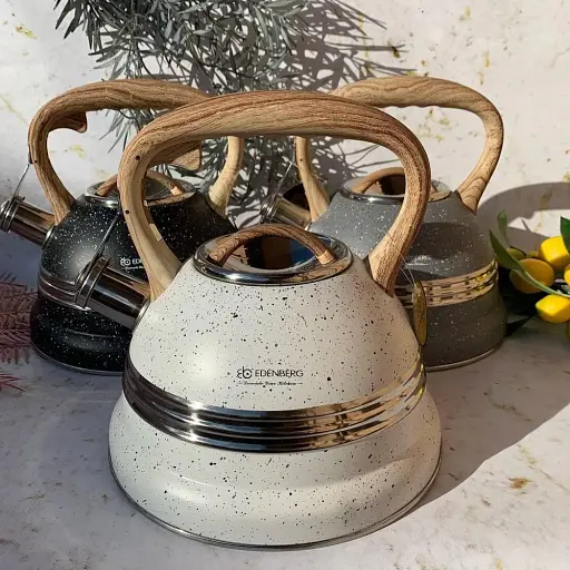 Чайник со свистком Edenberg EB-8808 из нержавеющей стали на 3 л белый - фото 3